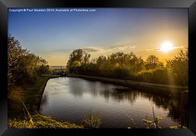 Canalside sunset Framed Print by Paul Madden