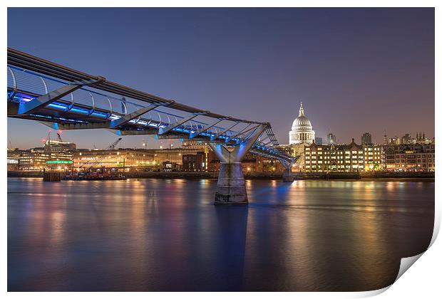 Millenium Bridge by Night Print by Barry Maytum