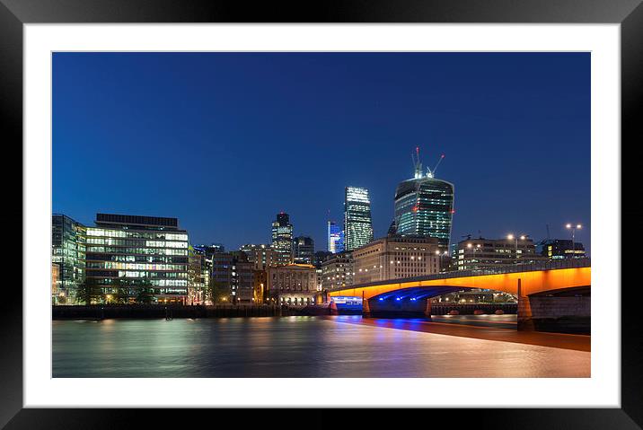London Bridge by Night Framed Mounted Print by Barry Maytum