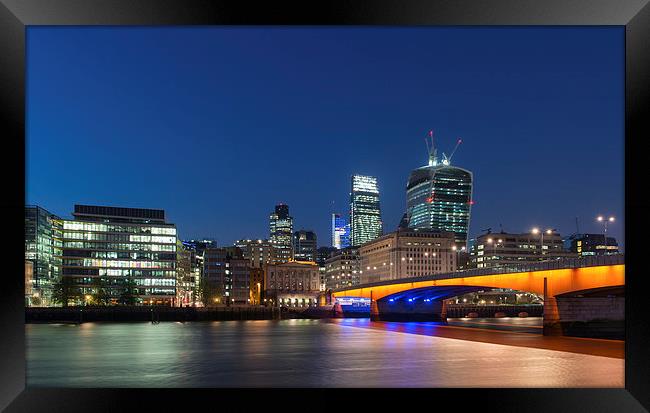 London Bridge by Night Framed Print by Barry Maytum