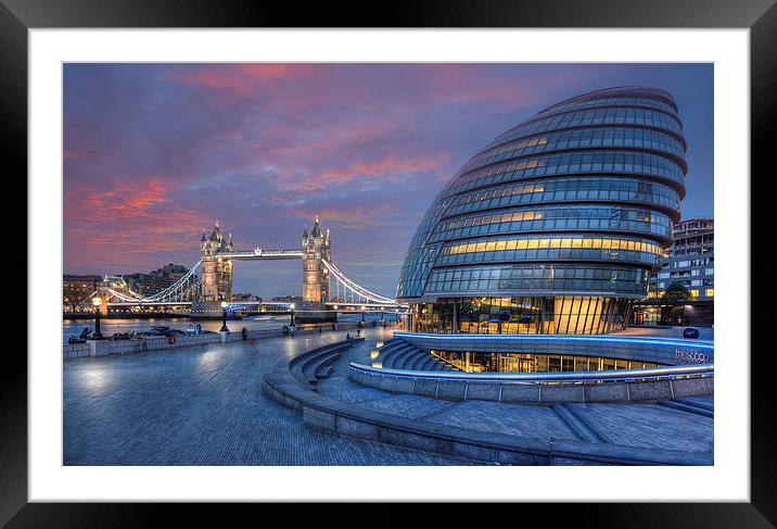 City Hall & Tower Bridge Framed Mounted Print by Barry Maytum