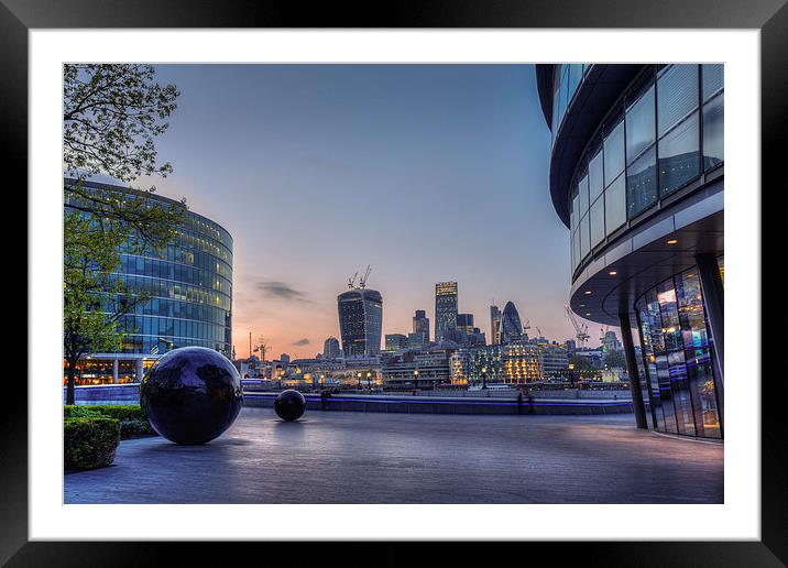 London City at Dusk Framed Mounted Print by Barry Maytum
