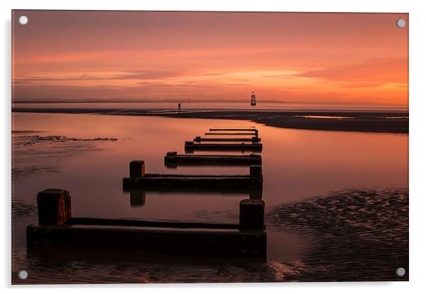 Crosby beach sunset Acrylic by Paul Farrell Photography