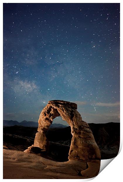Delicate Arch at night, Utah. Print by Luc Novovitch
