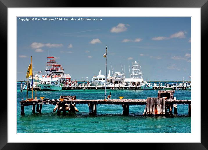 Jetties at Isla Mujeres Framed Mounted Print by Paul Williams