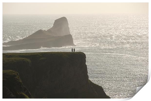 Two People on Cliff, Gower Print by Bernd Tschakert