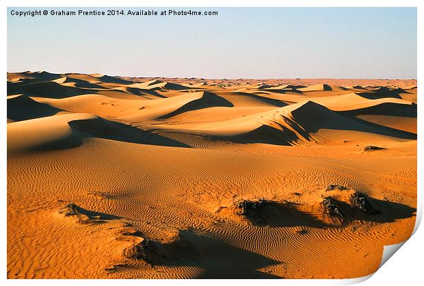 Sand Dunes In Evening Light Print by Graham Prentice