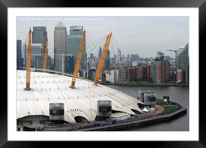 O2 and Docklands Framed Mounted Print by Howard Corlett