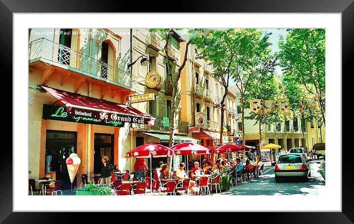 Street Cafe Life in Ceret Framed Mounted Print by Paul Williams