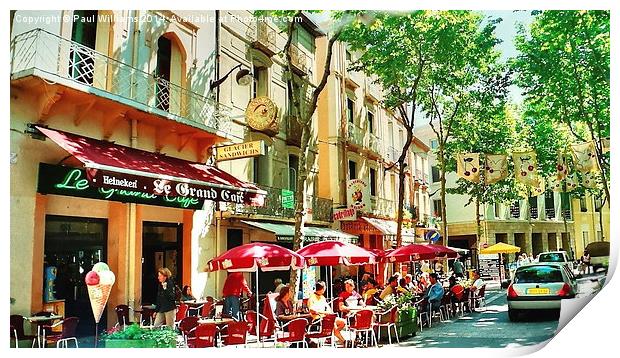 Street Cafe Life in Ceret Print by Paul Williams