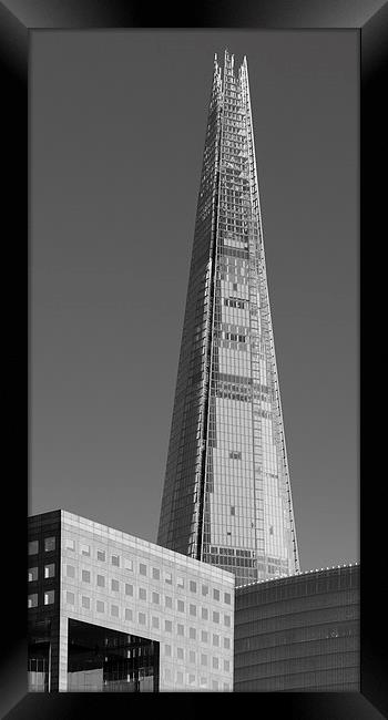 The Shard from the river black and white version Framed Print by Gary Eason