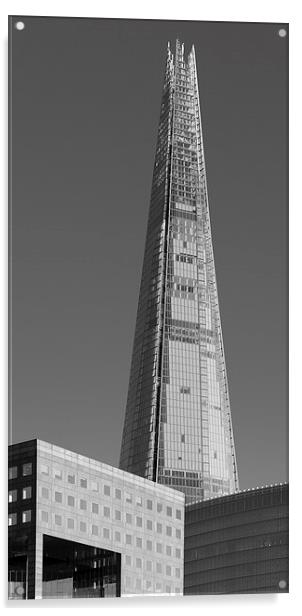 The Shard from the river black and white version Acrylic by Gary Eason