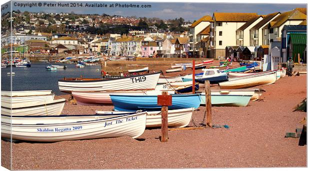 Boats On The Beach Canvas Print by Peter F Hunt