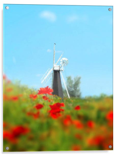 Windmill in the summer Acrylic by Valerie Anne Kelly