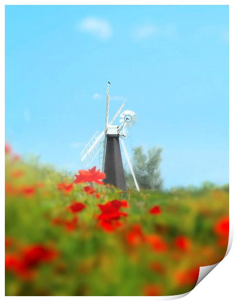Windmill in the summer Print by Valerie Anne Kelly
