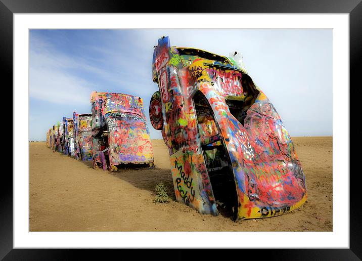 Cadillac Ranch 4325 Framed Mounted Print by Luc Novovitch