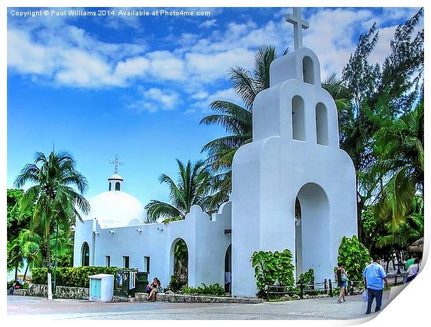 Church in Playa del Carmen Print by Paul Williams