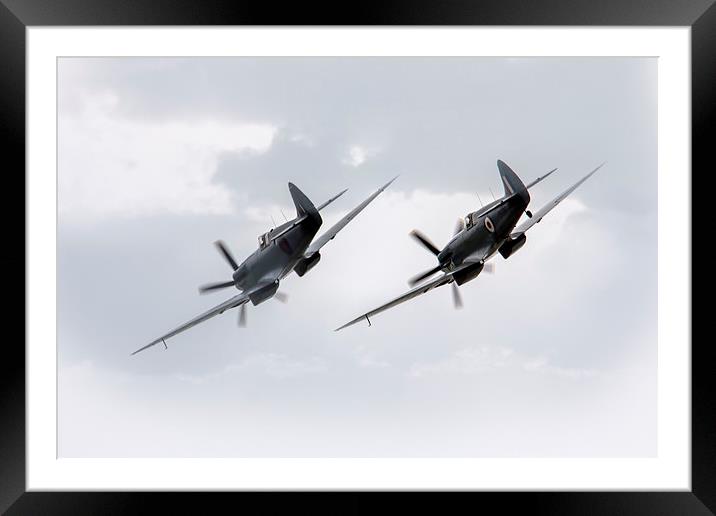 Spitfire Pair Framed Mounted Print by J Biggadike