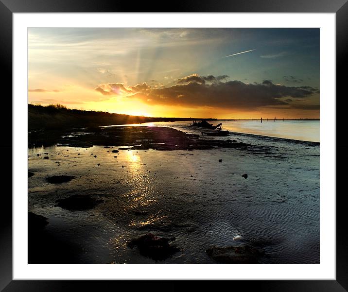 Breydon Water Sunset Framed Mounted Print by Steve Hardiman