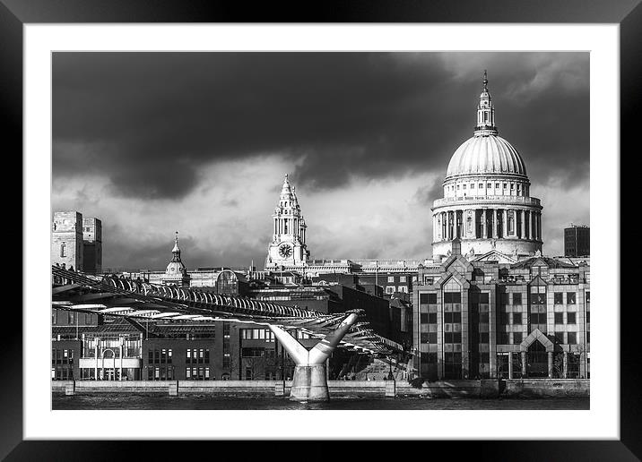 St Pauls Black and White Framed Mounted Print by Oxon Images