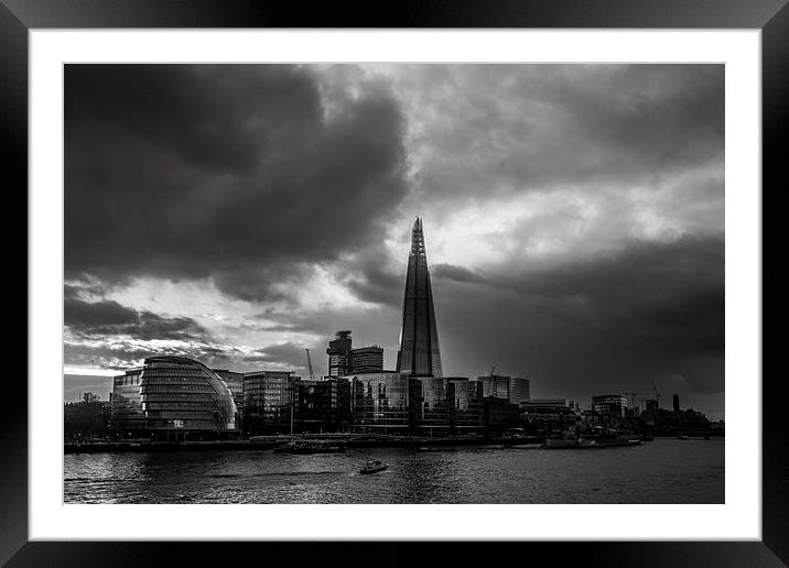 The Shard Black and White Framed Mounted Print by Oxon Images