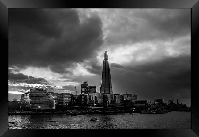 The Shard Black and White Framed Print by Oxon Images