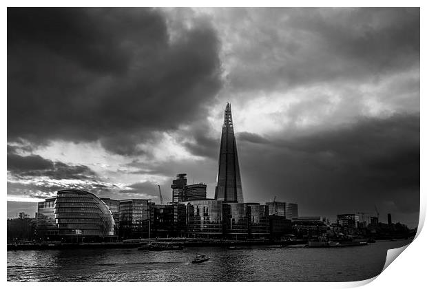 The Shard Black and White Print by Oxon Images