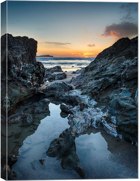 Lusty Glaze Beach at Newquay in Cornwall Canvas Print by Helen Hotson