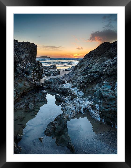 Lusty Glaze Beach at Newquay in Cornwall Framed Mounted Print by Helen Hotson