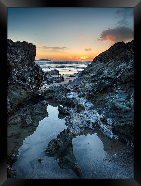 Lusty Glaze Beach at Newquay in Cornwall Framed Print by Helen Hotson
