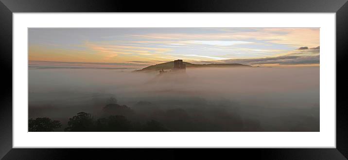 Corfe Castle in the Mist Framed Mounted Print by Shaun Jacobs