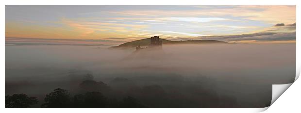 Corfe Castle in the Mist Print by Shaun Jacobs