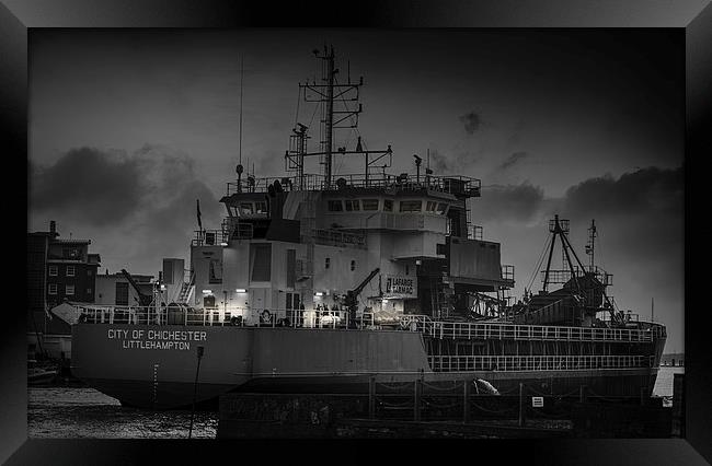 Evening Departure - Mono Framed Print by Ian Johnston  LRPS