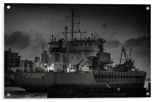 Evening Departure - Mono Acrylic by Ian Johnston  LRPS