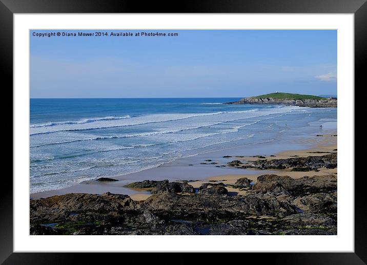 Fistral Beach Framed Mounted Print by Diana Mower