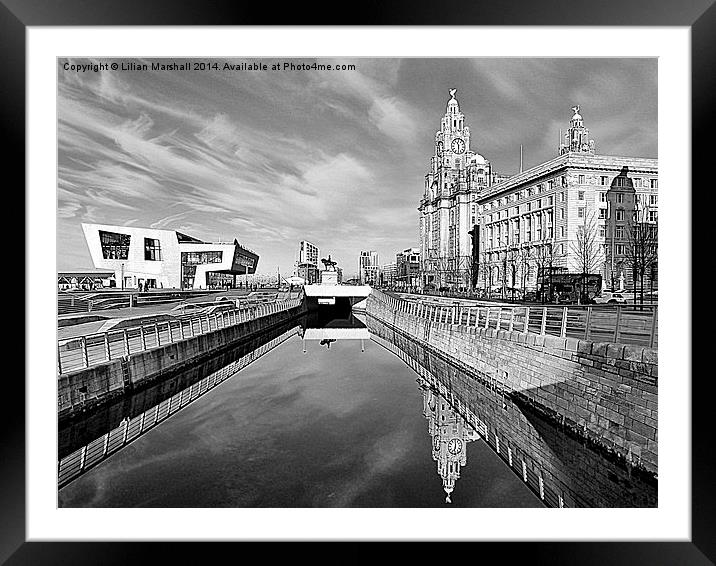 Liverpool Pier Head. Framed Mounted Print by Lilian Marshall