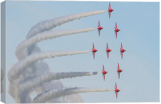 Red Arrows diamond Nine Canvas Print by Oxon Images