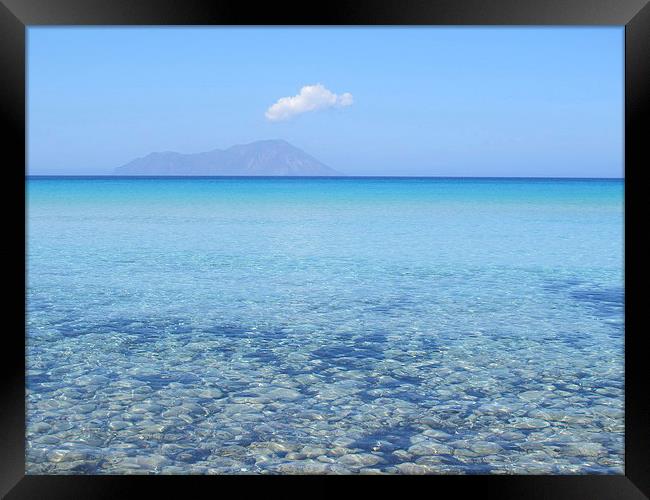 Clear blue waters of Plathiena, Milos, Greece Framed Print by DEE- Diana Cosford