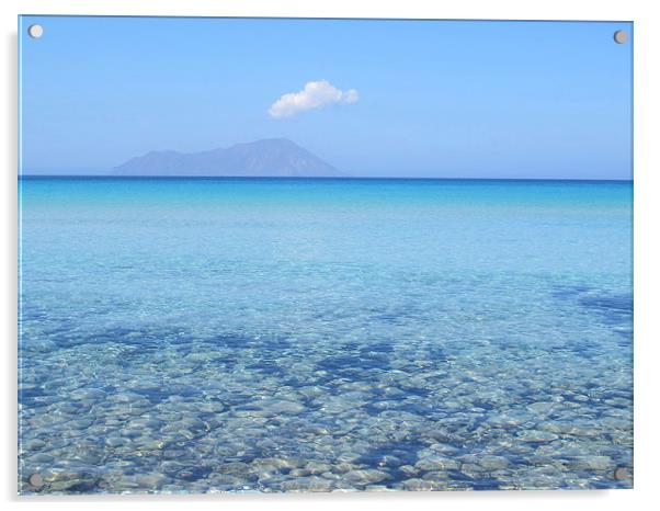Clear blue waters of Plathiena, Milos, Greece Acrylic by DEE- Diana Cosford