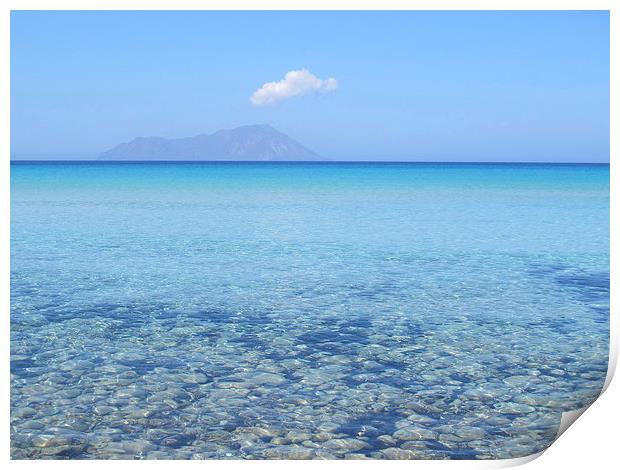 Clear blue waters of Plathiena, Milos, Greece Print by DEE- Diana Cosford