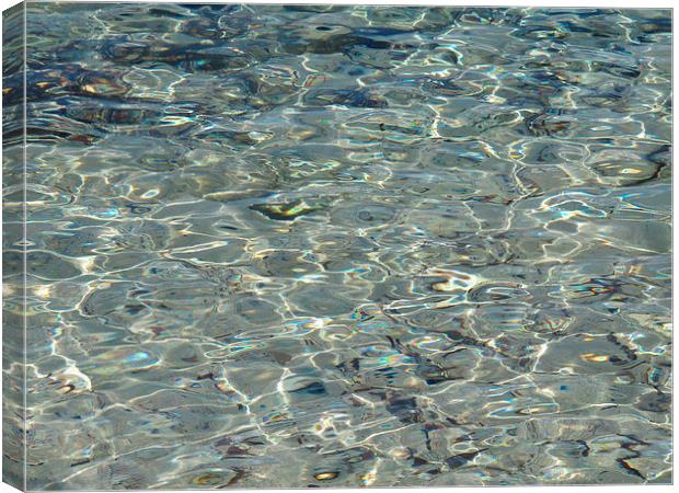 Ripples of clear water over smooth pebbles Canvas Print by DEE- Diana Cosford
