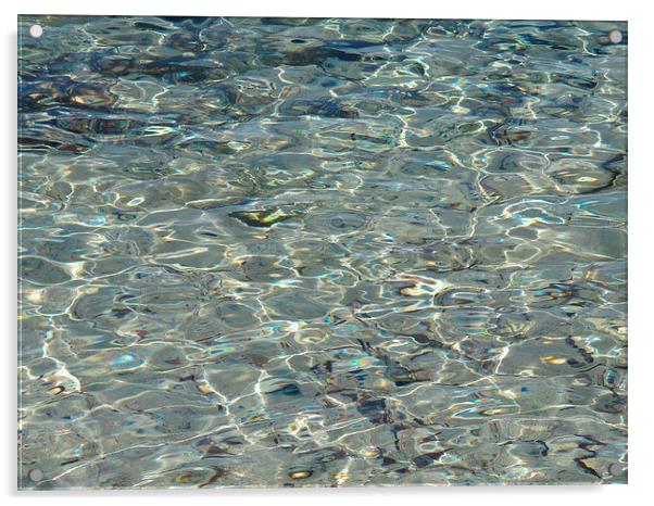 Ripples of clear water over smooth pebbles Acrylic by DEE- Diana Cosford