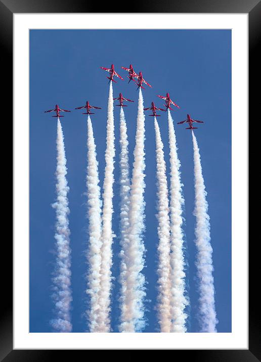 Red Arrows 5 4 spilt Framed Mounted Print by Oxon Images