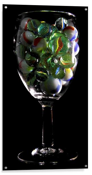 a glass of Marbles Acrylic by Doug McRae