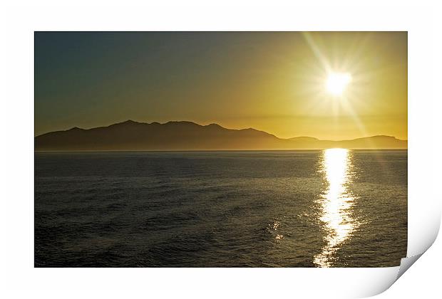 Arran from the ferry Print by jane dickie