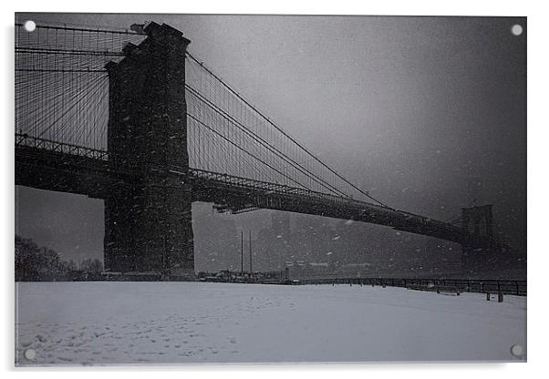 Brooklyn Bridge Blizzard Acrylic by Chris Lord