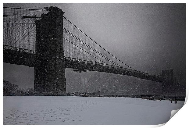 Brooklyn Bridge Blizzard Print by Chris Lord