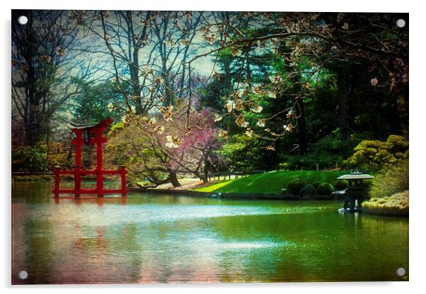 Japanese Garden In Spring Acrylic by Chris Lord