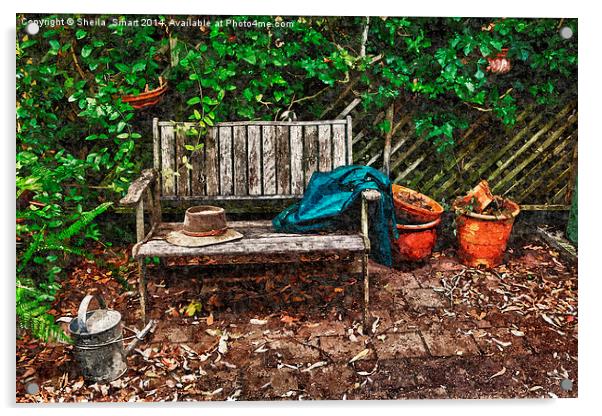 Garden bench Acrylic by Sheila Smart