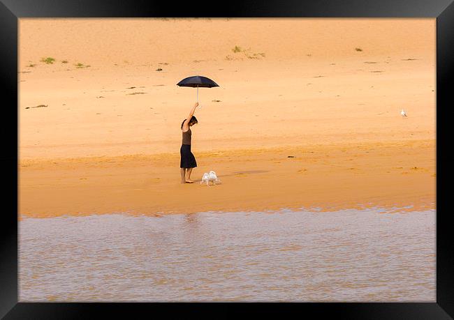 Girl with a black umbrella Framed Print by Sheila Smart